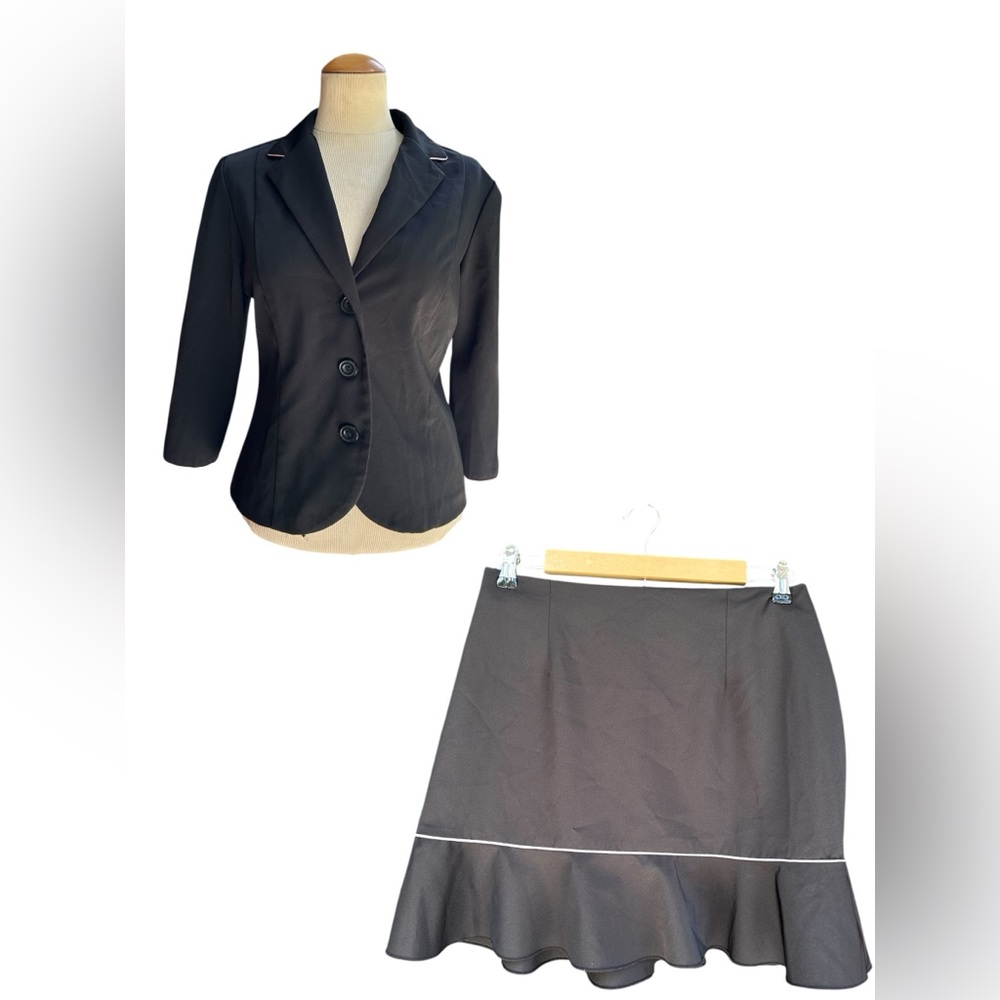 Alyn Paige Vintage Blazer Skirt Set Black 8/10 - Picture 1 of 6